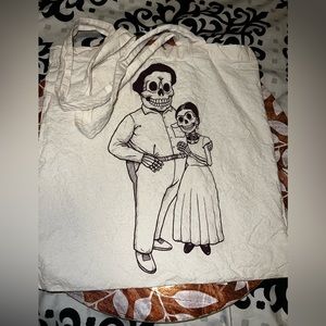 Frida Kahlo & Diego Rivera undead inspired printed tote
